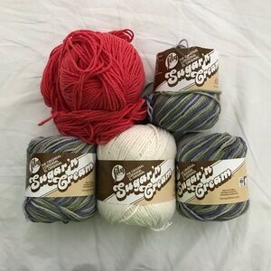 5-Pack Lily Sugar'n Cream Worsted Crochet Yarn Fiber Set Bundle Lot